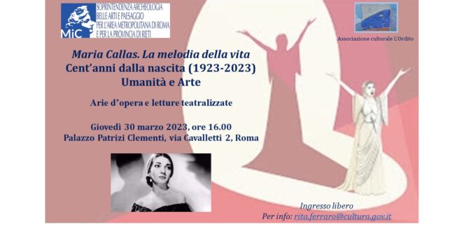 Maria Callas. La melodia della vita – giovedì 30 marzo ore 16.00, Palazzo Patrizi Clementi Roma